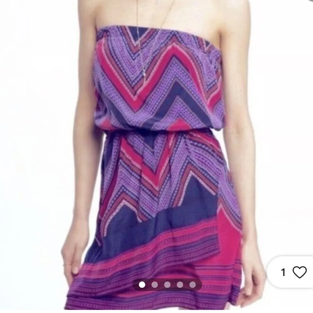 Express chevron strapless/spaghetti strap mini dress pink purple y2k - Picture 7 of 10